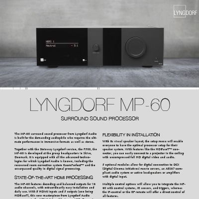 Lyngdorf MP-60 2.1 fact sheet