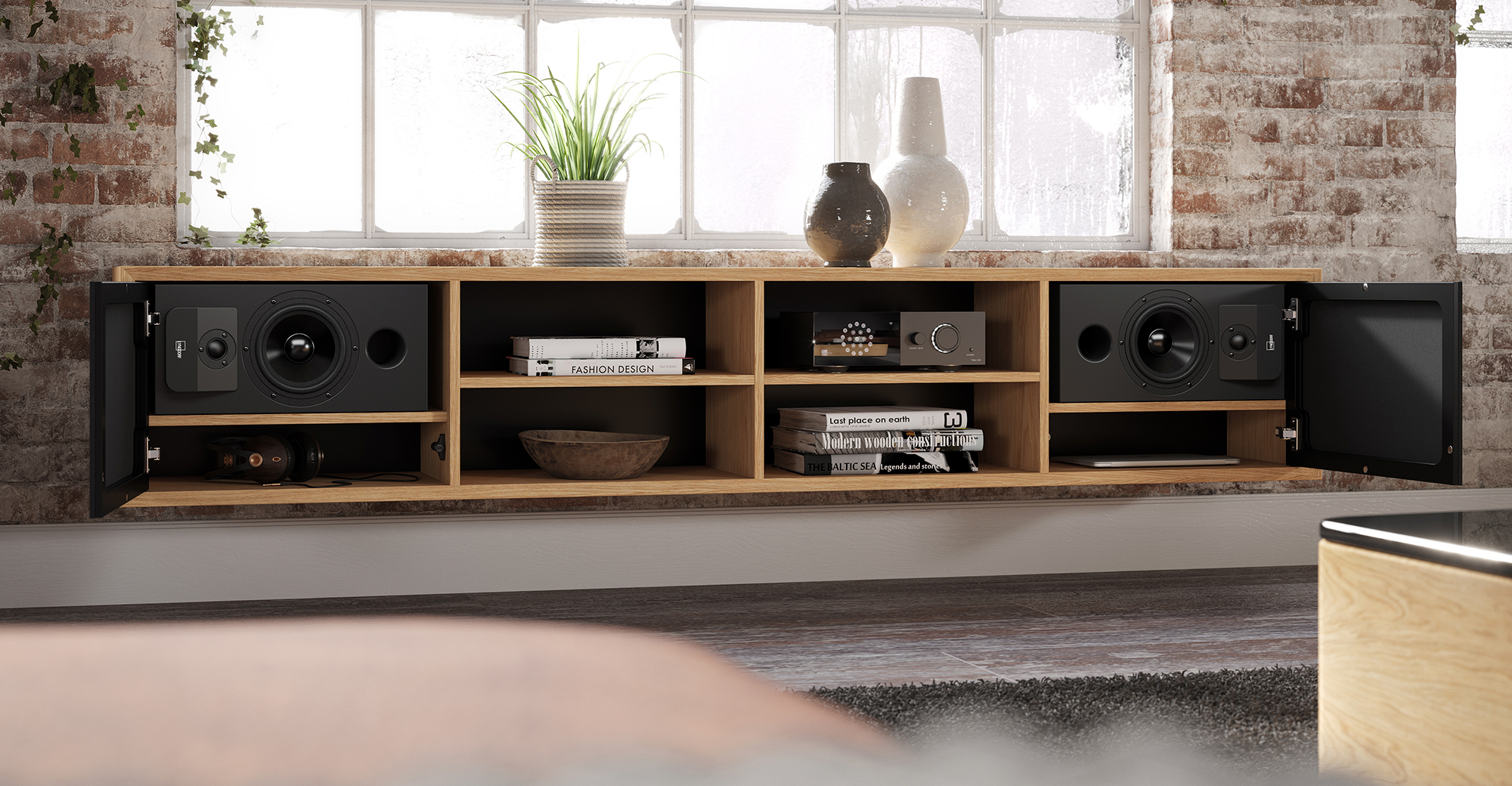 CS-1 and TDAI-1120 in wooden Clic furniture