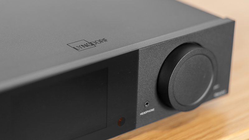 Close up of Lyngdorf TDAI-2210 amplifier