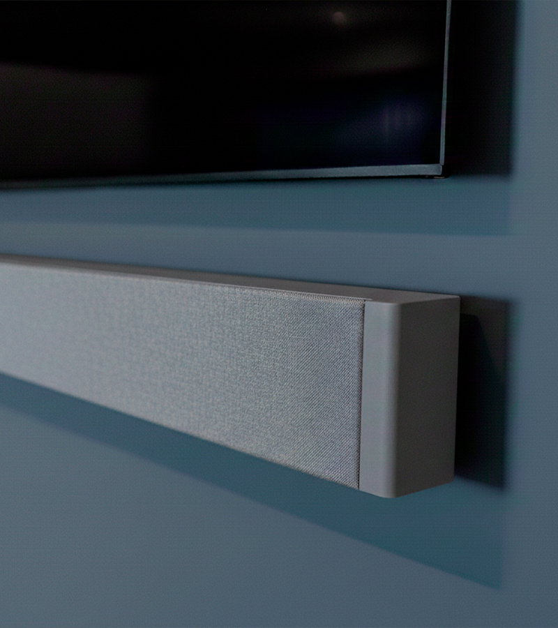 Custom grey version of the Lyngdorf SB-75 soundbar