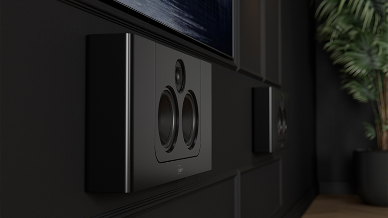 Black Lyngdorf FR-2 H on a black wall