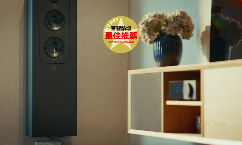 Lyngdorf FR-2 speaker in living room