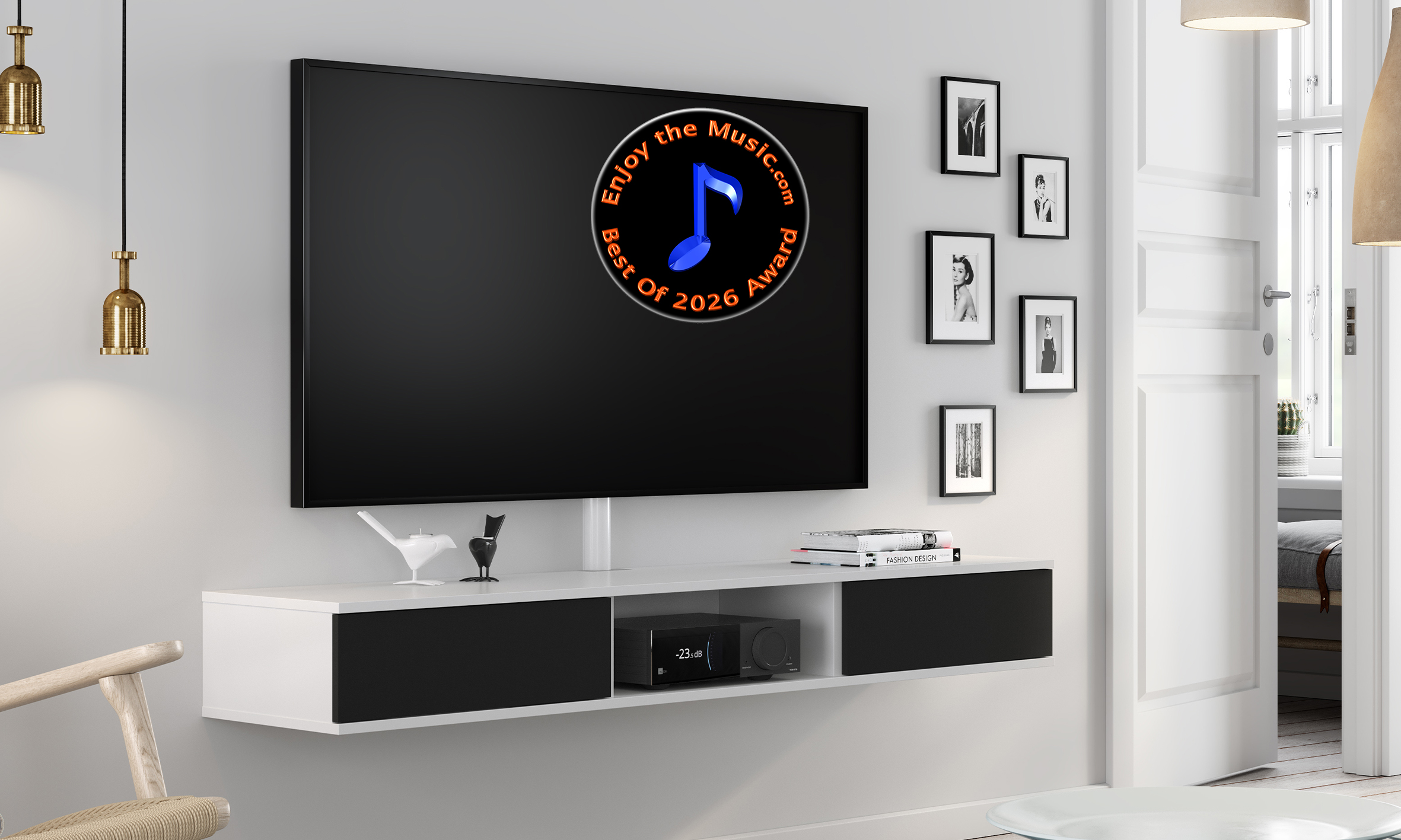 Lyngdorf TDAI-2210 amplifier in Scandinavian living room