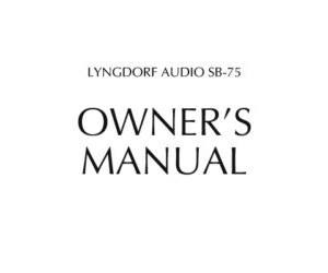 Lyngdorf SB-75 owner's manual