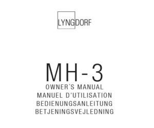 Lyngdorf MH-3 owner's manual