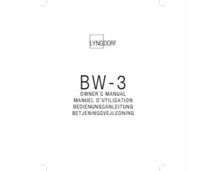 Lyngdorf BW-3 owner's manual