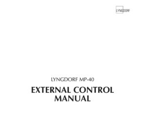 Lyngdorf MP-40 External control manual