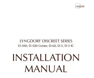 Lyngdorf Discreet series installation manual